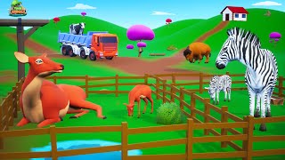Bear&#39;s Farm Diorama | Forest Farm Animals | Zebra, Deer, Cow | Funny Animals 3D Videos