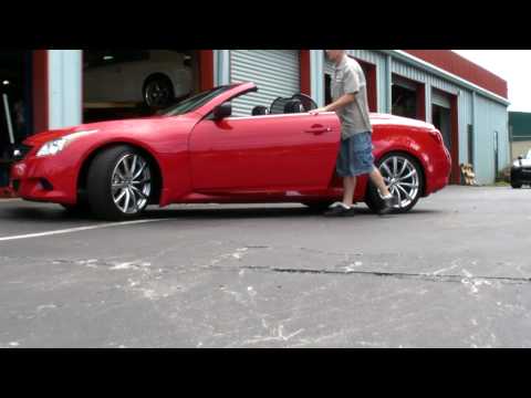 Red G37S Vert first drive after eibach coupe spring install