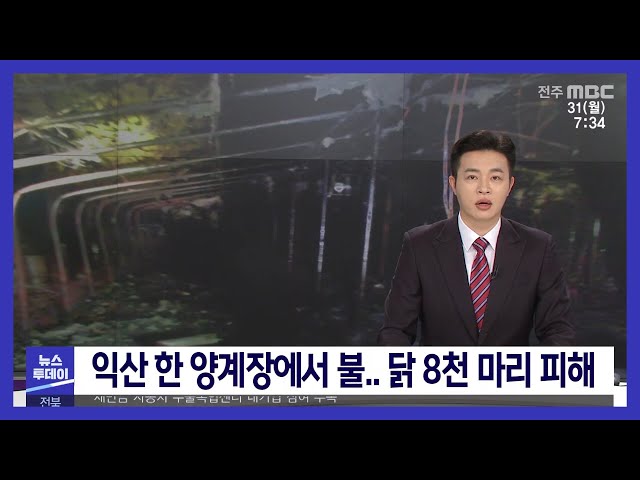 익산 한 양계장에서 불 닭 8천 마리 피해