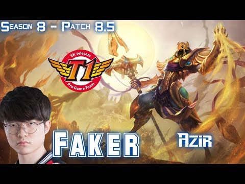 SKT T1 Faker AZIR vs KARMA Mid - Patch 8.5 KR Ranked