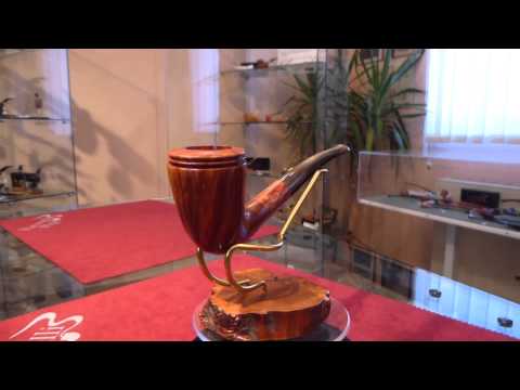 Pipa in radica e corno cornetta freehand - www.paronellipipe.it