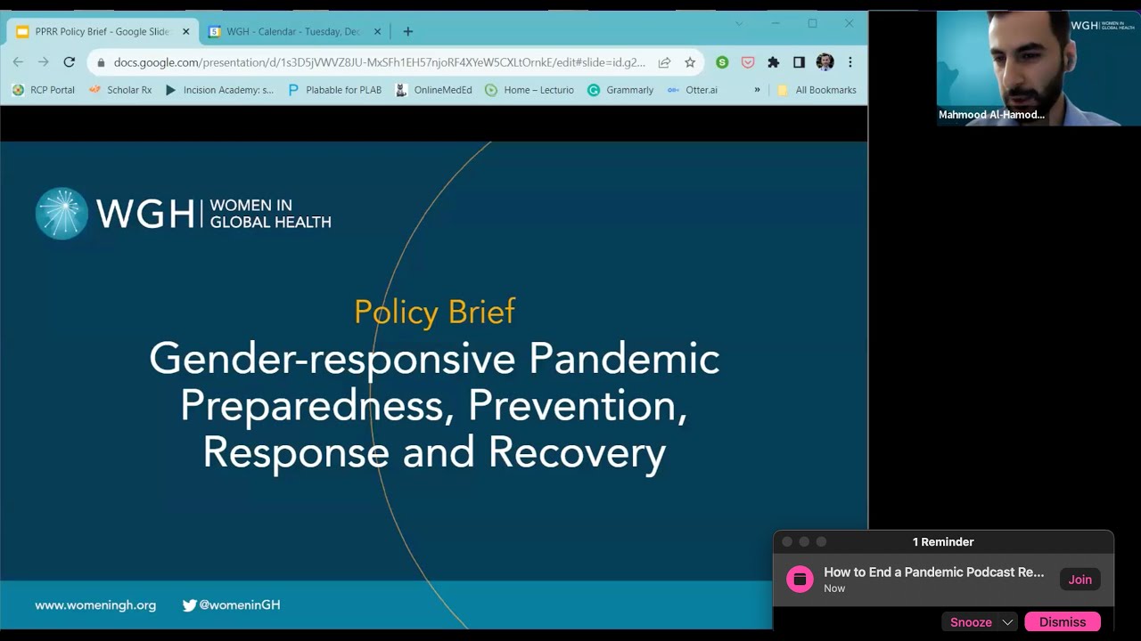 Gender in Pandemic Preparedness and Response Working Group – December 2023