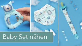 Baby Set nähe für Anfänger: Lätzchen, Schnullerkette & Rassel