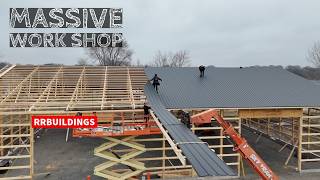 Building a Massive Work Shop: Ep. 9 Textured Black Metal Roof