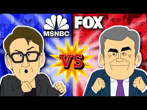 Fox News vs MSNBC | Cartoon Rap Battle (feat Hannity, Maddow, Kanye)