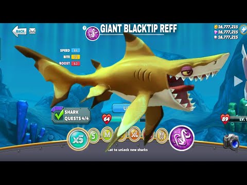 HUNGRY SHARK WORLD - NEW GIANT MONSTER BLACKTIP REFF  - HUNGRY SHARK WORLD GEMS AND COINS MOD 2023