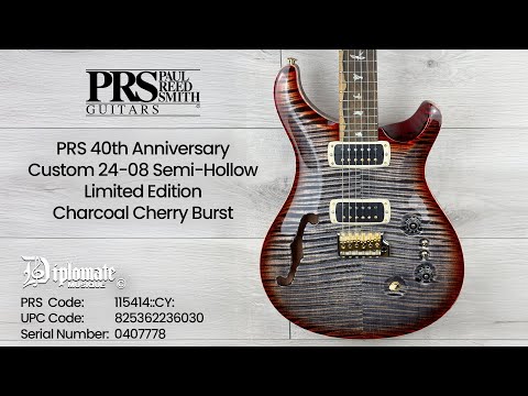 PRS 40th Anniversary Custom 24-08 Semi-Hollow Limited Edition, Charcoal Cherry Burst image 11