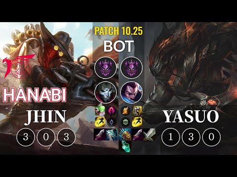 TLN Hanabi Jhin vs Yasuo Bot - KR Patch 10.25