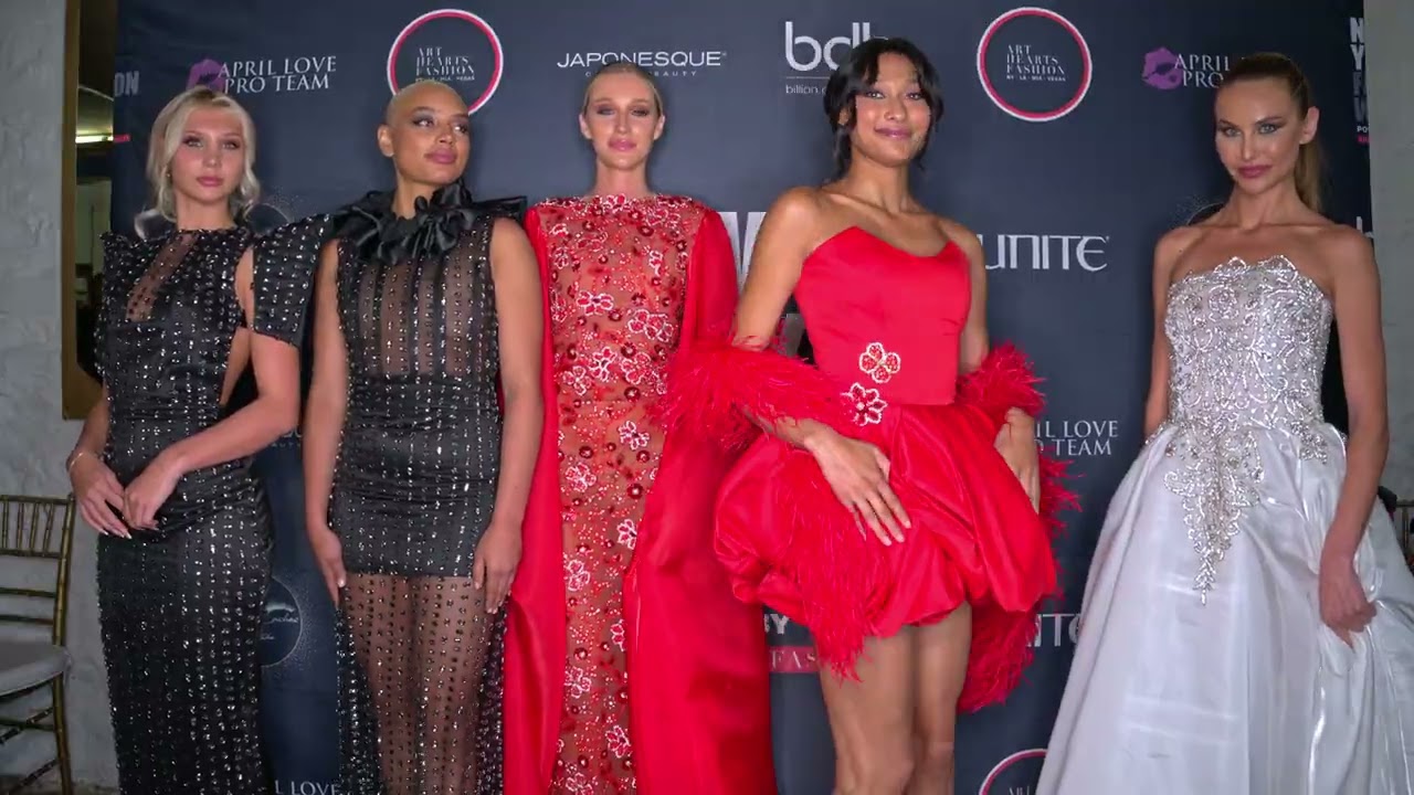 Five models wearing Designer Aroz Nancy @artheartsfashion NYFW