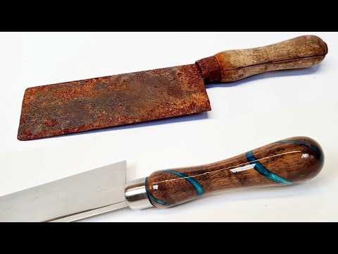 Rusty Antique Cleaver Knife Restoration  new "Special" Handle @reborntools