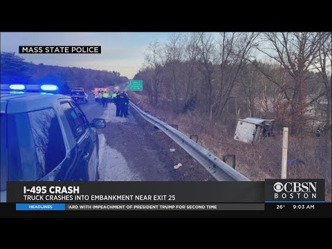 Tractor-Trailer Crashes Down Embankment On I-495 In Marlboro