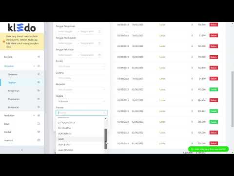 Filter Area Customer pada Tagihan Penjualan