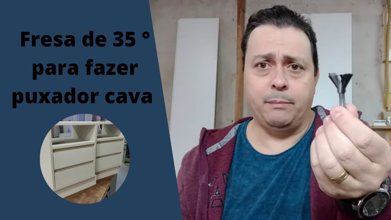 Fresa de 35° para fazer puxador cava em MDF de 18mm