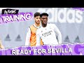 Real Madrid shooting drills before Sevilla match