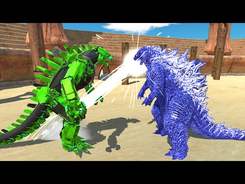 BLUE GODZILLA 2021 vs GREEN MECHAGODZILLA 2021 - Animal Revolt Battle Simulator