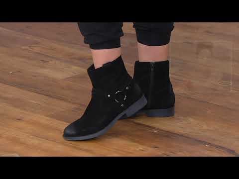 Earth Suede Ankle Boot with Buckle - Ash Everglade on QVC