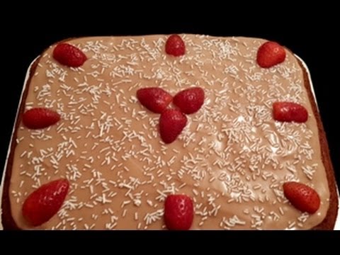Chocolate Cake With Chunky Strawberry Sauce & Chocolate Glaze in Urdu/Hindi by Azra Salim