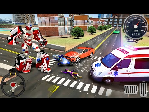 Ambulance Robot City Rescue - 911 Rescue Emergency City Van Simulator: Android Gameplay #2