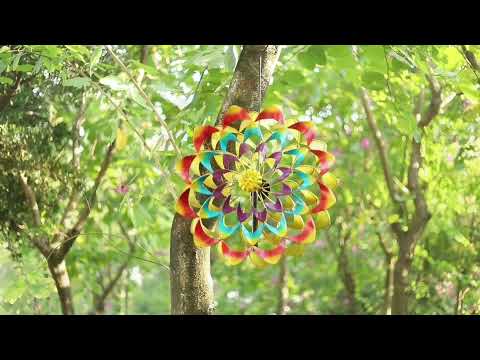 VARICOLORED ZINNIA FLOWER WIND SPINNER