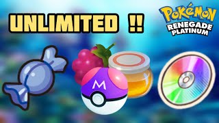 Unlimited Rare Candies, Items & TMs Cheat Code in Pokémon Renegade Platinum!