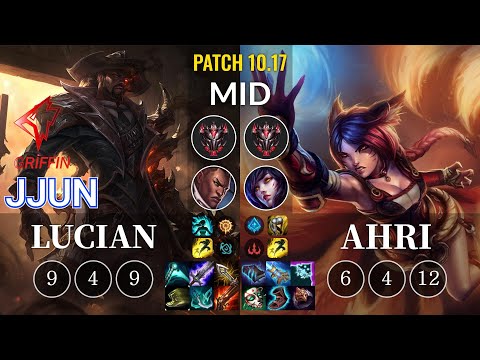GRF jjun Lucian vs Ahri Mid - KR Patch 10.17