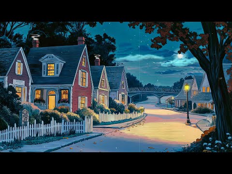 Warm night in a 1940s Hometown Nook with oldies playing in another room