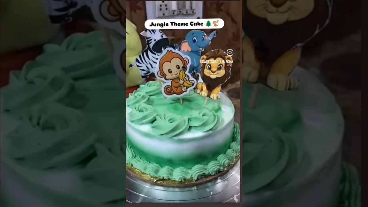 Jungle Theme Cake 🌲🐒 #junglethemecake #cake #pineapplecak  #tasty #celebration #homebakers #cute