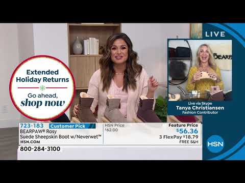 BEARPAW Rosy Suede Sheepskin Button Boot with NeverWet