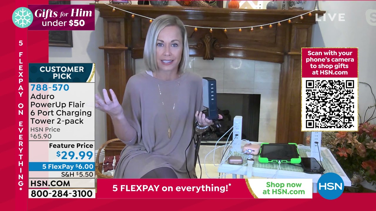 Aduro PowerUp Flair 6 Port Charging Tower  2pack