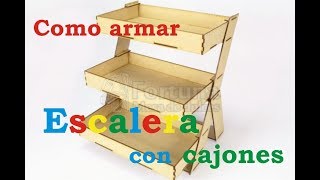 Base tipo escalera con cajones para mesa de dulces como armar