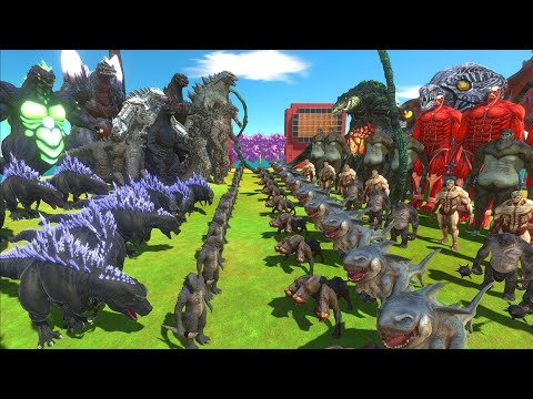 Dark Monster War - Team All GODZILLA Kaiju VS Team BIOLLANTE - Animal Revolt Battle Simulator