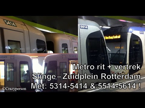 RET Metro rit met 5314-5414 & 5514-5614 !! Slinge - Zuidplein Rotterdam op lijn D & lijn E