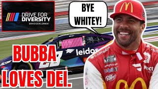 Bubba Wallace CELEBRATES ERASING White People in NASCAR Using It's UNETHICAL DEI Program!
