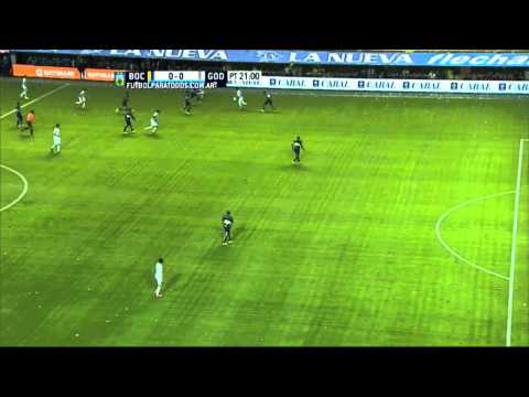 Díaz despejó en la línea. Boca 0 - Godoy Cruz 0. Fecha 21. Primera División 2015. FPT