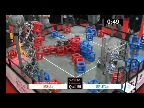 2015 VEXU Q59 - MSU vs SPUT1 - 25 to 18-Division Div-VEX U-VEX Worlds 2015