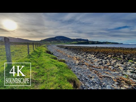 Sunset Beach walk in the Isle of Skye | Staffin Beach Ambience | 4K SOUNDSCAPE