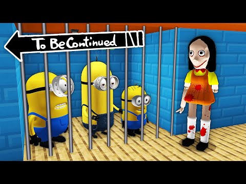 MINIONS ESCAPED FROM SQUID GAME DOLL vs MINION ZOMBIES in MINECRAFT - Gameplay green light red light