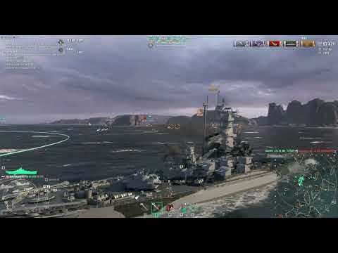 World of Warships Operations Narai Massachusetts K Dmg 11x Sunk 581 Sec hits