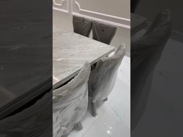 طاولة طعام رخام طبيعي ايطالي 28 كرسي مع البوفية