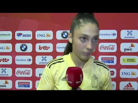 Interview met Belgium Red Flame Amber Tysiak na de 4-1 winst tegen Noord  Ierland