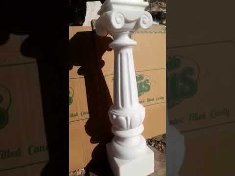 Round polished white stone pillars, size: 24 inches