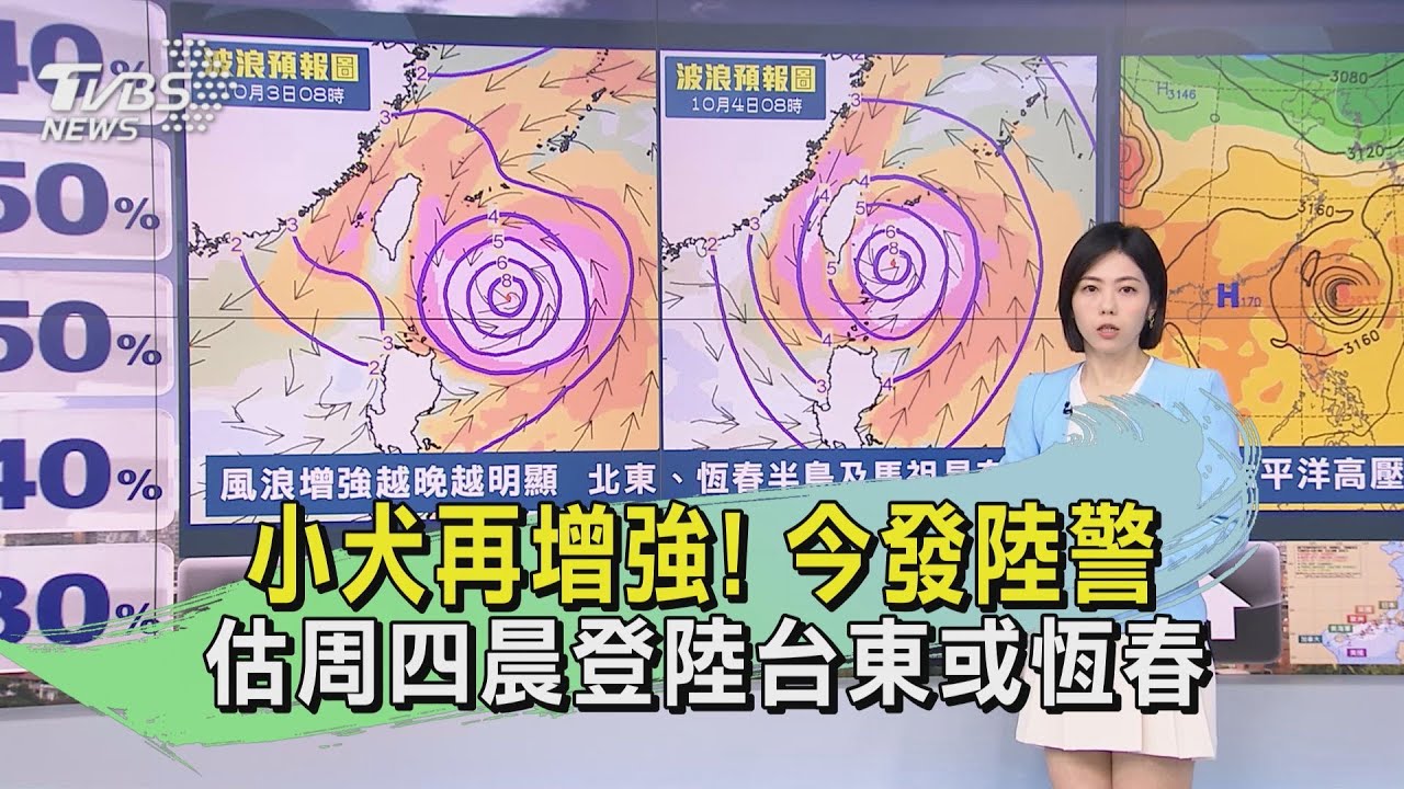 小犬再增強!今發陸警 估周四晨登陸台東或恆春