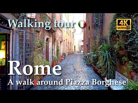 Roma | Um passeio pela Piazza Borghese, Itália [Passeio a pé] com legendas - 4K