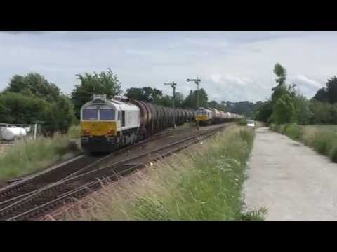 (HD) Euro Cargo Rail Class 66's 247 043-7 & 247 054-0 Arrive into Tussling - 26/6/15.
