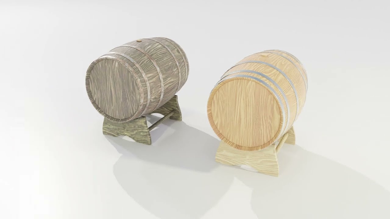 Wooden Barrels 3D Model