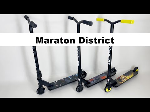 Трюковый самокат Maraton District черно-желтый принт колесо - фото 1 - id-p1441601710