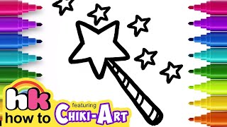 How to Draw Magic Wand Easy | Drawing and Coloring for Kids | Chiki Art | HooplaKidz How To