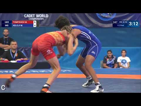1/2 WW - 38 kg: M. TOMYSHCH (UKR) df. M. KELOJI (IND) by VPO1, 9-8