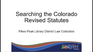Searching the Colorado Revised Statutes