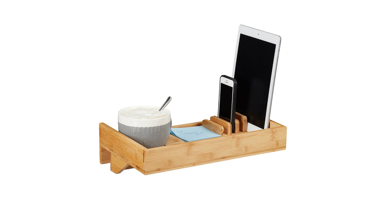 relaxdays Tablette de lit avec supports Nature relaxdays Tablette de lit avec supports Nature
